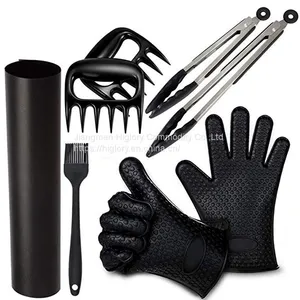 Paw Cleaner Portable Barbecue Tools Grill 8Pcs Set BBQ Tool Box Grill Tongs thumbnail-1