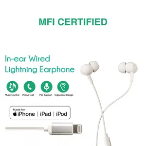 Factory Price MFi Licensed Earphones With Lightning Connector Stereo Headphone for IPhone 11/11pro thumbnail-3