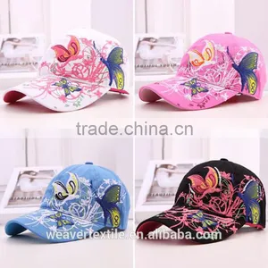 Design Your Own BUTTERFLY FLOWERS Cotton Flat Embroidery Baseball Caps thumbnail-1