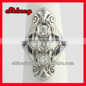 2014 High Quality cz Paved Cool Unique Big Silver Ring thumbnail-1