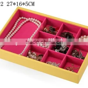 W1275Y-2 Wholesale 10'' Stackable Jewelry Display Tray Wooden Jewelry Case Leather Jewelry Tray thumbnail-1