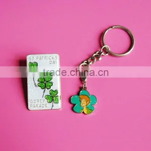 Lucky Clover ST Patrick Day Retangle Pin Badge With Glitter Powder thumbnail-1