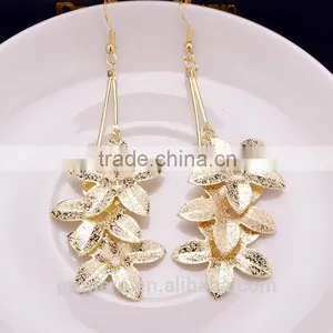 New Design Flower Dangle Jewelry Matte Long Earring Hook Wholesale thumbnail-6