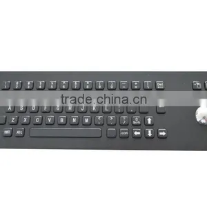 Black Metal Industrial and pc Computer Keyboard With Trackball or Touchscreen thumbnail-1