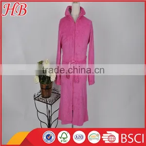3D Embossed Coral Fleece Zip Bathrobe thumbnail-1