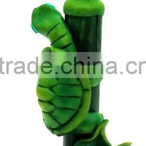 Figurine Shaped Hand Crafted Smoking Pipes - Green Turtle thumbnail-1