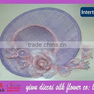 2013 Woman's Latest Summer Millinery Sinamay Hat With Flowers thumbnail-1