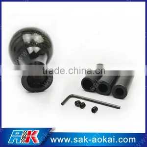 Racing Real Black 3K Carbon Fiber Aluminum Ball Gear Shift Knob Head thumbnail-2