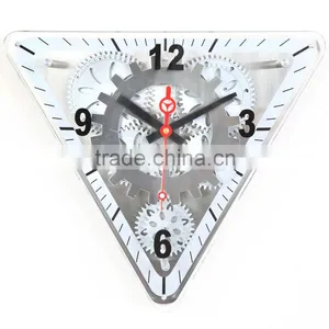 Triangle Shape Moving Gear Wall Clock, Decorative Clock, Feshion Design thumbnail-1