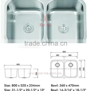 Double Bowl Sink Stainless Steel Undermount D80 thumbnail-1