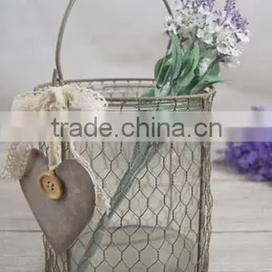 Decorative Glass Flower Planters With Wire Mesh Basket thumbnail-2