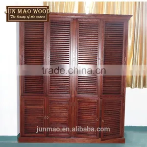 Solid Wooden Design Four Shutters Cabinet Oak Wall Wardrobes Bedroom thumbnail-1