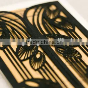 2016 Newmengxing Art Deco Wedding Invitation, Laser Cut Art Deco Motif, Unique Wedding Invitation, Modern Invite thumbnail-1