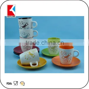 Set of 6 Stoneware Cups Personalized Logo Printed Cup Espresso Cup and Saucer Ceramic thumbnail-2