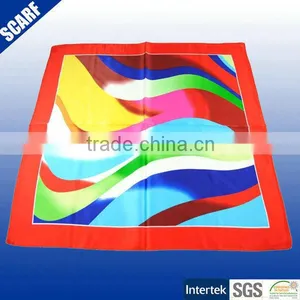Red Color With Rainbow Printed Pattern Square Scarf for Women thumbnail-1