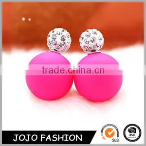 Fashion Crystal Jewelry Stud Double Face Plastic Pearls Double Pearl Earring thumbnail-1