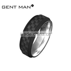 Fashion Carbon Fiber Tungsten Carbide Ring for Men thumbnail-1