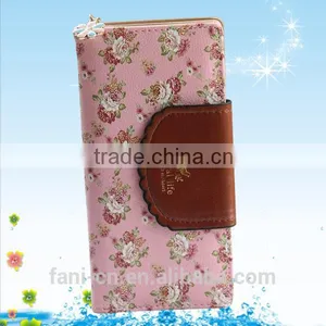 2015 Latest New Design Red Clutch Bifold Purse Walletl With Flower Printed for Woman thumbnail-4