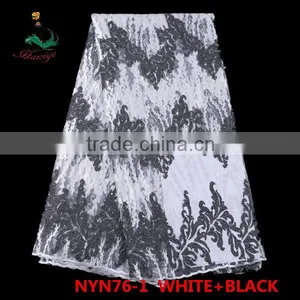 2016 Wholesale Embroidery Tulle Lace Fabric Nigerian French Net Lace for Wedding Dreeses /NYN76 thumbnail-1