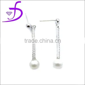 Low Price Sale 925 Silver Fashion Jewelry Rhodium Plated Pearl Earrings thumbnail-1