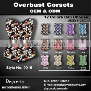 2016 New Skull Steel Boned Waist Cinchers Front Zipper Corset thumbnail-1