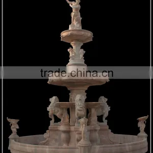 Large Marble Garden Water Fountain With Lion Statue thumbnail-1