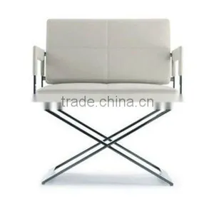 Leather & Solid Stainless Steel Legs Armchair thumbnail-1