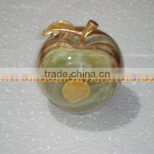 Most Amazing WHOLESALE 2017 NATURAL STONE ONYX APPLE WITH BRASS LEAF HANDICRAFTS thumbnail-2