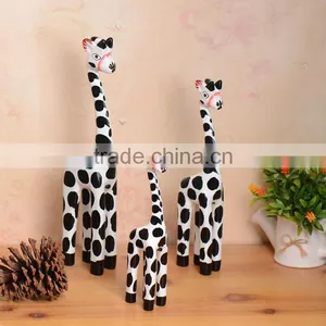 N540 3 in 1Handmade Painted Giraffe Gifts Logs Animal Ornaments Craft Decoration thumbnail-5