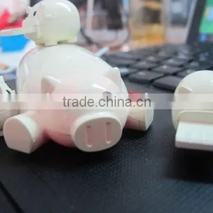 New Arrival Lovely Cartoon Pig Design 3 Port USB Hub 2.0 USB Interface Promotion Gift Choice Present With Card Reader Function thumbnail-5