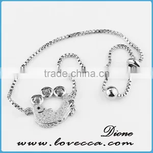 European Style Silver Adjustable Micro Pave Bracelet thumbnail-6