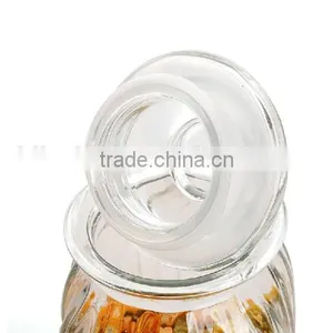 Drum Lantern Shape Glass Candy Tea Canisters With Gasket Ring thumbnail-2