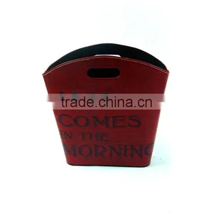 Red Eco-friendly Faux Leather Magazine Holder Bin Gift Basket thumbnail-3