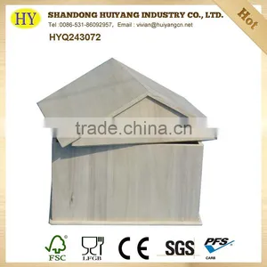 Unfinished Cheap Factory House Shape Wood Tissue Box thumbnail-2