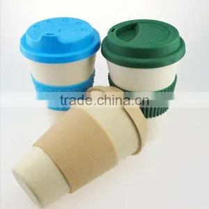 Decal Printing Bamboo Fiber Drinkware Biodegradable Coffee Cup With Silicon Cover thumbnail-1