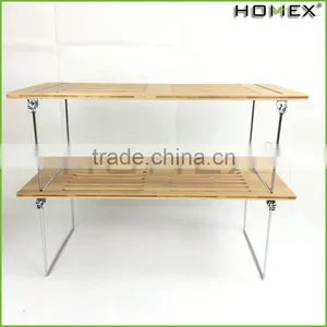 Home Use Bamboo Storage Stackable Rack Shelves Homex-BSCI thumbnail-1