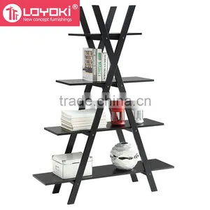 Hot Sale Wood 4 Tier Ladder Bookshelf High Quality Home Furniture Wood Book Display Storage Shelf thumbnail-3