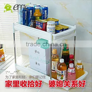 New Plastic Kitchen Storage Stool Telescopic Drawer Kitchen Shelf thumbnail-2