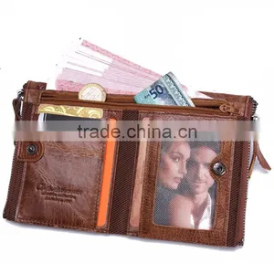 Manufacture Custom Logo Leather Brown Men Formal Wallet and Coin Pocket thumbnail-5