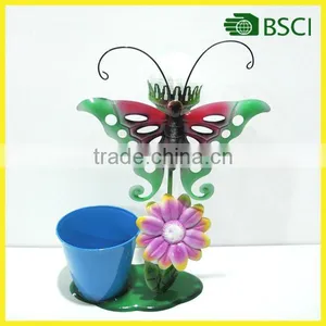 YS15086 Metal Craft Butterfly With Solar Power Flower Pot for Garden Decoration thumbnail-1