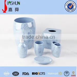 Wholesale Blue Glazed Decal Bathrooms Set Ceramic thumbnail-1