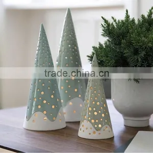 Tabletop Customized Lights up Green Ceramic Christmas Tree thumbnail-1