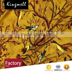 Custom Little Birds Digital Printed Silk Crepe De Chine Fabric for Lady Dress thumbnail-4