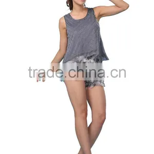 New Fashion Design Round Neck Sleeveless Beaded Top For Women thumbnail-2
