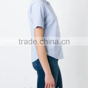 100% Cotton Girls Flower Embroidery Shirt OEM Service thumbnail-2