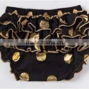 Chinese Product and Low Price Wholesale Gold Polka Dot Ruffle Baby Bloomer for 6months to 4years Baby Kids thumbnail-3