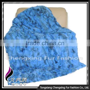 CX-D-11H Top Quality Home/Hotel Carpet Patchwork Rabbit Fur Fur Throw Blanket thumbnail-3