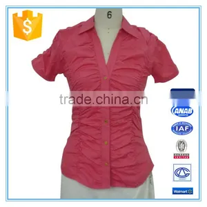 Fashion Womens Pleated Clothing Hot Sale Cotton Spandex Shirt thumbnail-1
