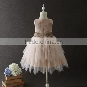 High Quality Elegant Children's Boutique Clothing Sleeves Sexy Handmade Flower Many Layer Baby Party Dress Spain Cake Dresses thumbnail-3