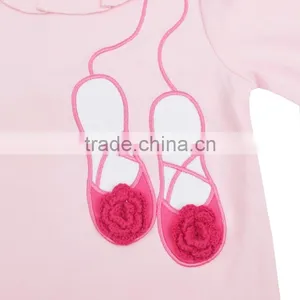 Embroidery Ballet Shoes Newborn Romper Baby Girl Bubble Romper thumbnail-4
